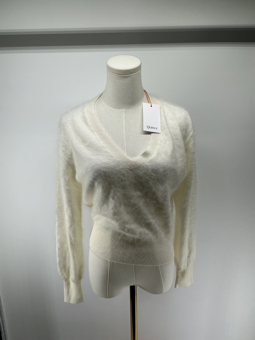 Brushed Cashmere Shrunken V-Neck Sweater
